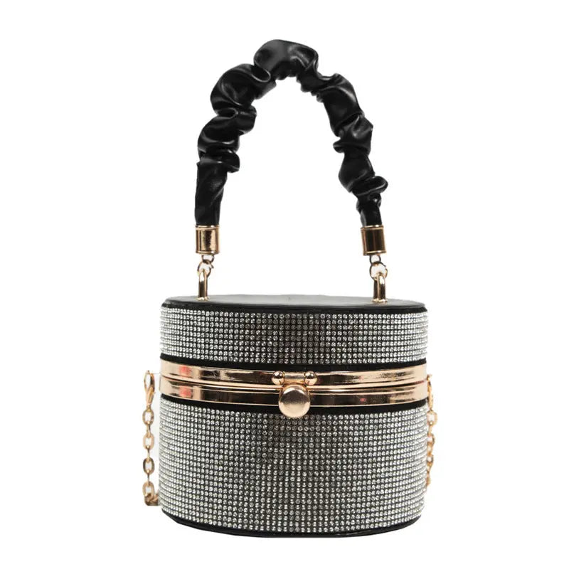 Unique niche design bag 2024 new women's bag popular versatile chain crossbody bag full of diamonds bright diamond bucket bag