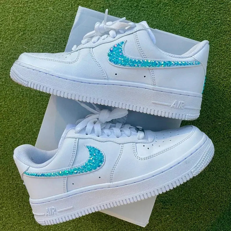 Custom Air Force 1 Bling Rhinestone Sneakers -AF1 Crystal Shoes - Air Force One Custom Glitter Running Shoes Women Bedazzled Shoes Bling af1