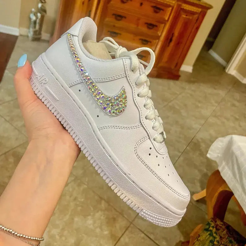 Custom Air Force 1 Bling Rhinestone Sneakers -AF1 Crystal Shoes - Air Force One Custom Glitter Running Shoes Women Bedazzled Shoes Bling af1