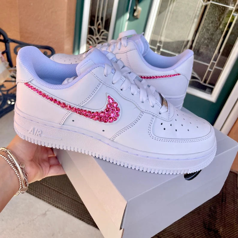 Custom Air Force 1 Bling Rhinestone Sneakers -AF1 Crystal Shoes - Air Force One Custom Glitter Running Shoes Women Bedazzled Shoes Bling af1