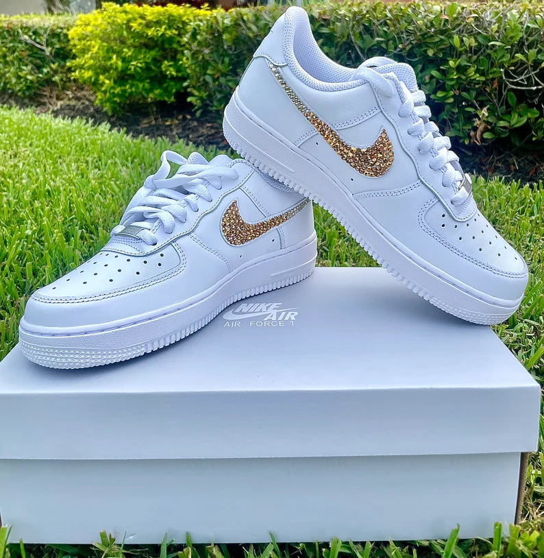 Custom Air Force 1 Bling Rhinestone Sneakers -AF1 Crystal Shoes - Air Force One Custom Glitter Running Shoes Women Bedazzled Shoes Bling af1