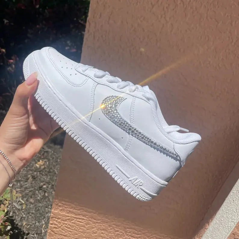 Custom Air Force 1 Bling Rhinestone Sneakers -AF1 Crystal Shoes - Air Force One Custom Glitter Running Shoes Women Bedazzled Shoes Bling af1