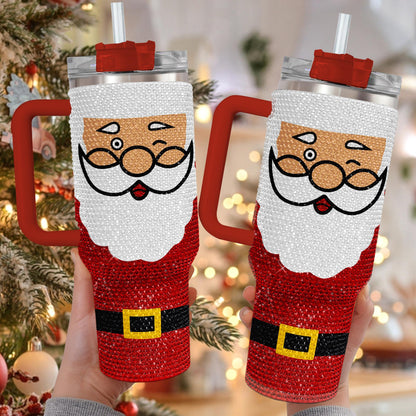 Christmas Santa Claus Rhinestones 40 Oz Tumbler, Christmas Santa Bling Tumbler