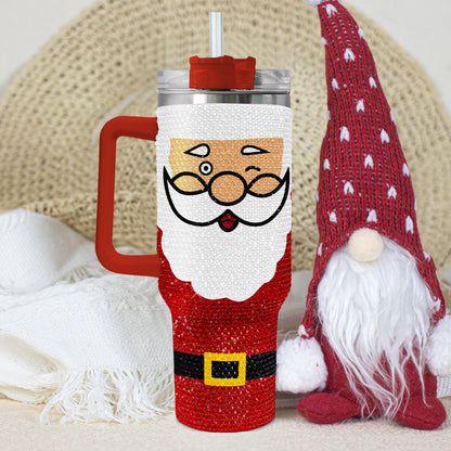 Christmas Santa Claus Rhinestones 40 Oz Tumbler, Christmas Santa Bling Tumbler